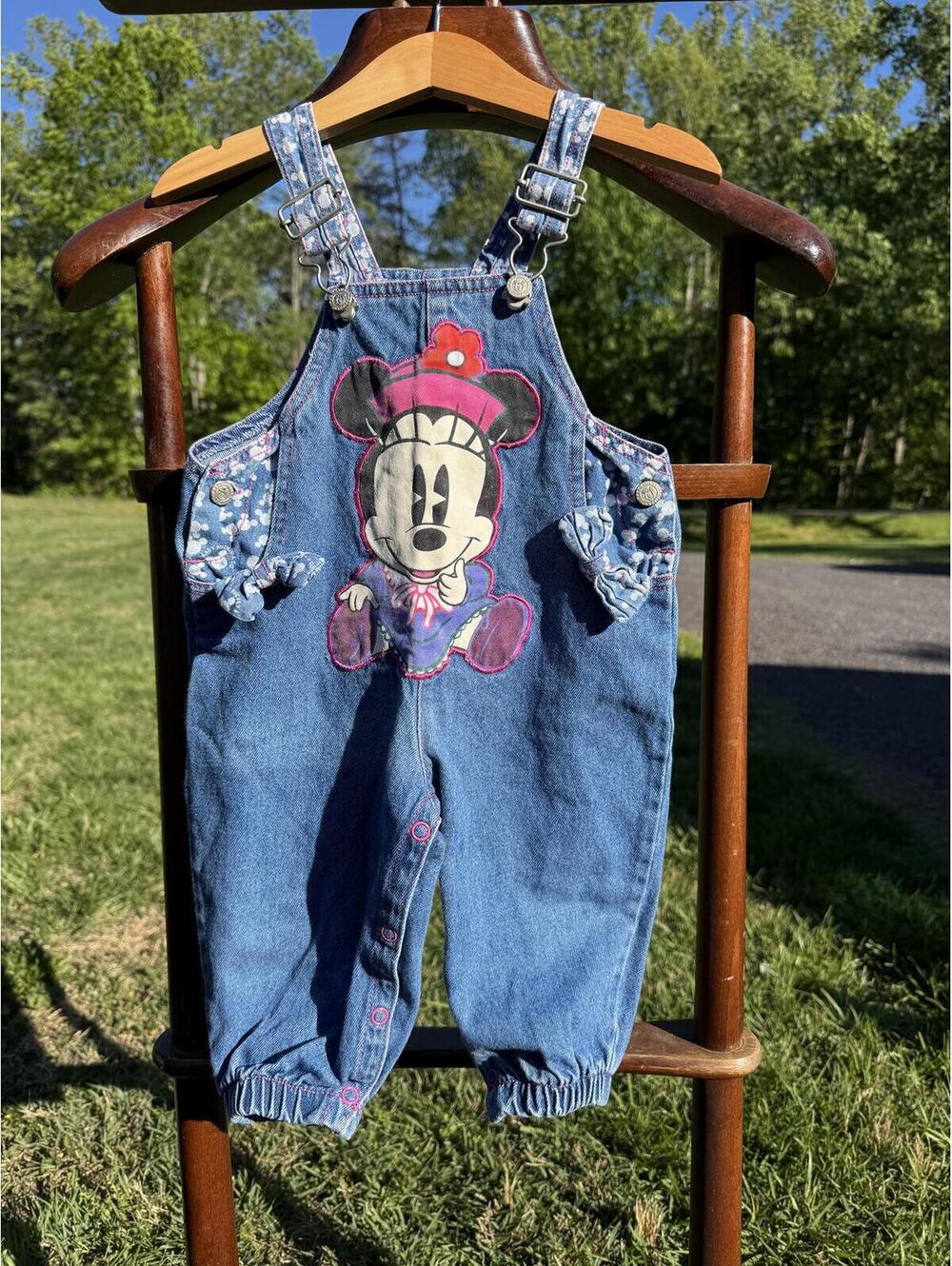 Vintage Baby Minnie Mouse Bubble Denim Overalls - #15